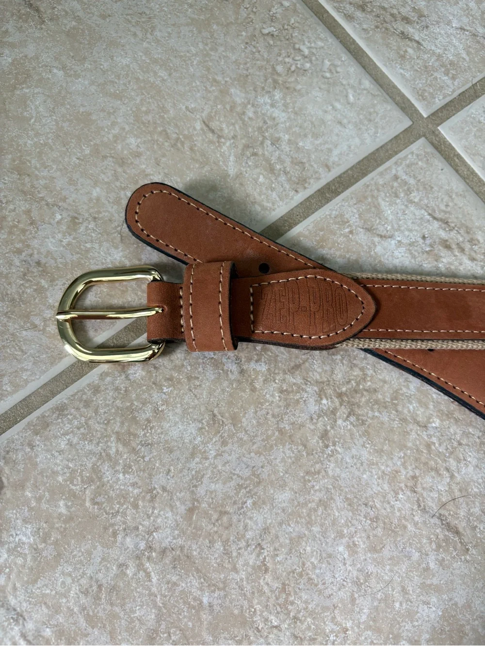 Zep-Pro canvas/leather belt w/an embroidered Palmetto tree and crescent moon 42